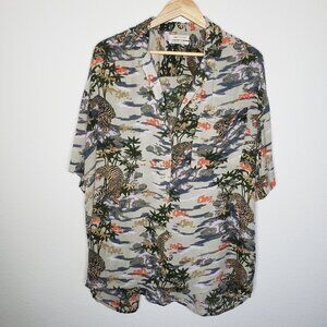 Urban Outfitters Mens Sz S Tiger Patterned Beachy Button Front Collared Shirt